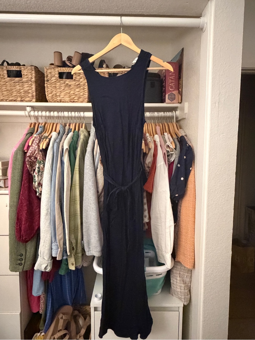 cloth & stone Navy Sleeveless Maxi Dress with Waist Tie